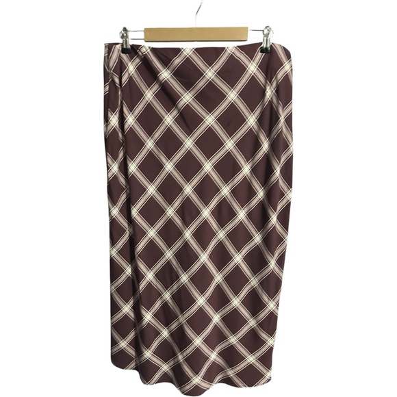 Torrid Tea Length Stretch Challis Pencil Skirt Aui Lait Plaid Sassafras Size 1X - Picture 3 of 4